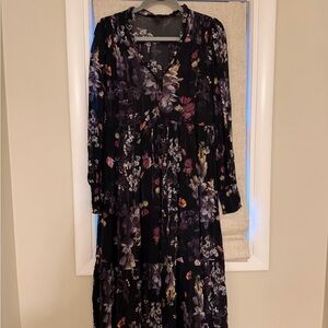 Allsaints Floral Black Maxi Dress